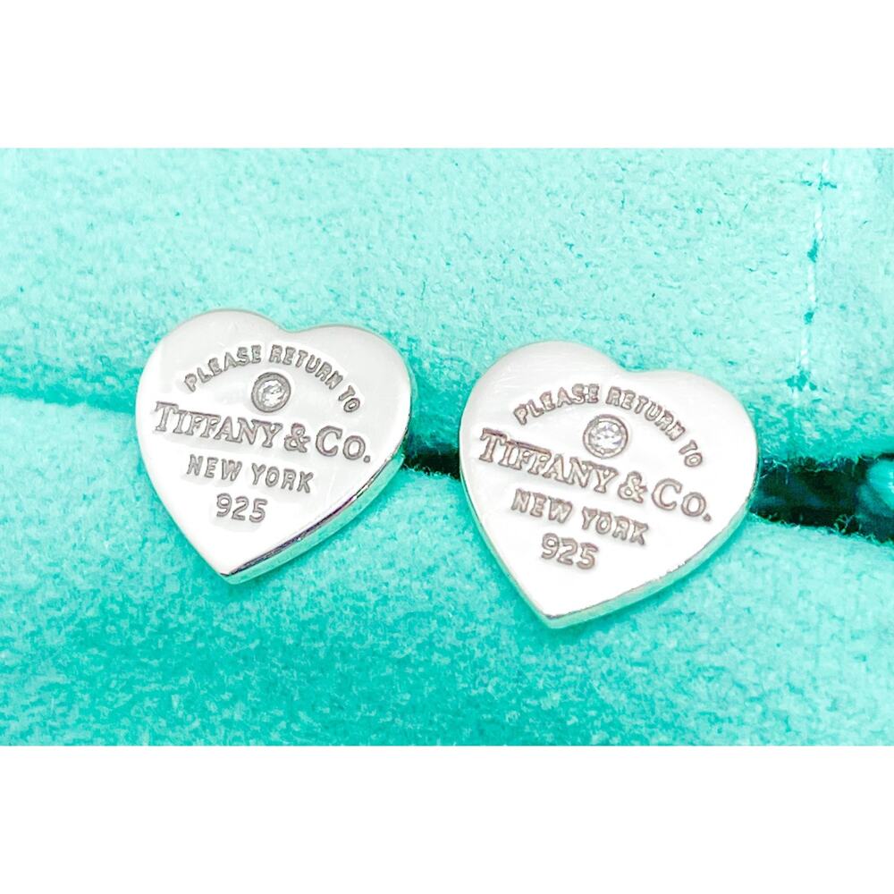 Tiffany & Co. Return to Tiffany Mini Heart Diamond Sterling Silver Stud Earrings - Picture 11 of 14